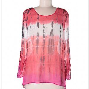 Red Haute Silk Tye Dye Top, Medium